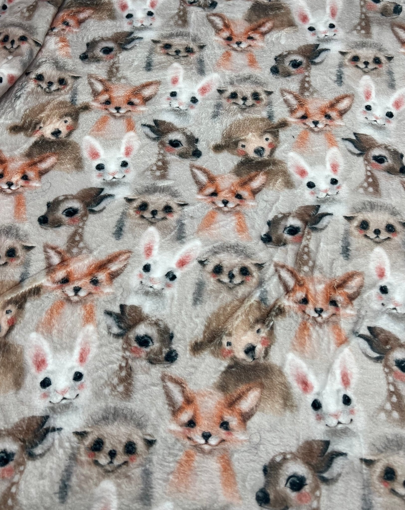 Woodland Baby Animals Cuddle Fleece Fabric Blanket Loungewear - T9 Fabrics